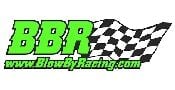 Logo with green BBR text and www.BlowByRacing.com below it, next to a black and white checkered racing flag.