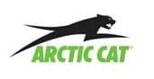 The image shows a black panther-like silhouette leaping above the words ARCTIC CAT written in bold, green capital letters.