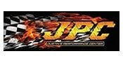 Logo with large yellow-orange JPC letters over flames and a racing checkered flag background. Text below reads Jiffy Performance Center.